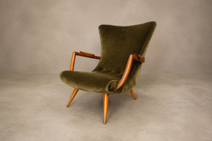 Giuseppe Scapinelli Giuseppe Scapinelli Sculptural Cavi na Olive Green Mohair Armchairs - 4763766