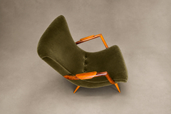Giuseppe Scapinelli Giuseppe Scapinelli Sculptural Cavi na Olive Green Mohair Armchairs - 4763774