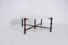 Giuseppe Scapinelli Italian coffee table by Giuseppe Scapinelli in wood and marble 1950s - 1913384