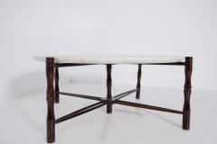Giuseppe Scapinelli Italian coffee table by Giuseppe Scapinelli in wood and marble 1950s - 1913385