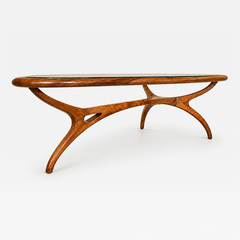 Giuseppe Scapinelli Large Egg Coffee Table in Cavi na Wood Glass by Giuseppe Scapinelli Brazil - 4694858