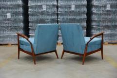 Giuseppe Scapinelli Mid Century Modern Armchairs in Hardwood and Fabric by Giuseppe Scapinelli Braz - 3670967