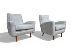 Giuseppe Scapinelli Pair of Armchairs in Hardwood Light Blue Chenille Giuseppe Scapinelli 1950s - 4089771