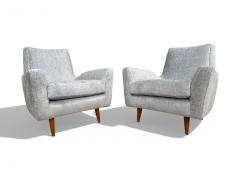 Giuseppe Scapinelli Pair of Armchairs in Hardwood Light Blue Chenille Giuseppe Scapinelli 1950s - 4089772
