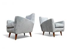 Giuseppe Scapinelli Pair of Armchairs in Hardwood Light Blue Chenille Giuseppe Scapinelli 1950s - 4089774