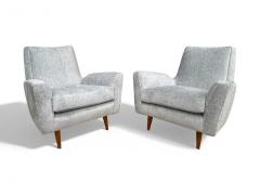 Giuseppe Scapinelli Pair of Armchairs in Hardwood Light Blue Chenille Giuseppe Scapinelli 1950s - 4089777