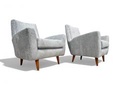 Giuseppe Scapinelli Pair of Armchairs in Hardwood Light Blue Chenille Giuseppe Scapinelli 1950s - 4089778