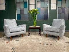 Giuseppe Scapinelli Pair of Armchairs in Hardwood Light Blue Chenille Giuseppe Scapinelli 1950s - 4089782