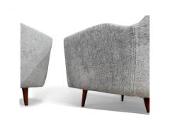 Giuseppe Scapinelli Pair of Armchairs in Hardwood Light Blue Chenille Giuseppe Scapinelli 1950s - 4089787