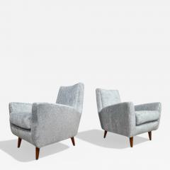 Giuseppe Scapinelli Pair of Armchairs in Hardwood Light Blue Chenille Giuseppe Scapinelli 1950s - 4127612