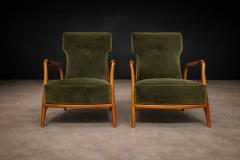 Giuseppe Scapinelli Pair of Armchairs in Pau Marfim Olive Green Mohair Giuseppe Scapinelli - 4549196