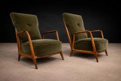 Giuseppe Scapinelli Pair of Armchairs in Pau Marfim Olive Green Mohair Giuseppe Scapinelli - 4549197
