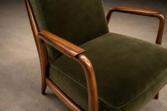 Giuseppe Scapinelli Pair of Armchairs in Pau Marfim Olive Green Mohair Giuseppe Scapinelli - 4549198