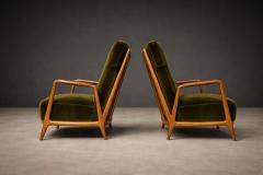 Giuseppe Scapinelli Pair of Armchairs in Pau Marfim Olive Green Mohair Giuseppe Scapinelli - 4549201
