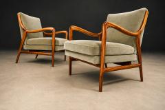 Giuseppe Scapinelli Pair of Sculptural Armchairs by Giuseppe Scapinelli in Cavi na Wood Mohair - 4612115