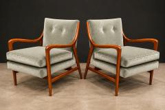Giuseppe Scapinelli Pair of Sculptural Armchairs by Giuseppe Scapinelli in Cavi na Wood Mohair - 4612116