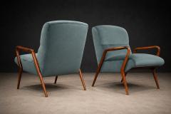 Giuseppe Scapinelli Scapinelli Armchairs Sculpted Cavi na Frames in Dusty Teal Velvet Upholstery - 4586245