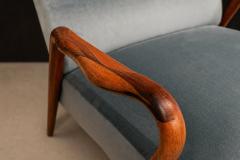 Giuseppe Scapinelli Scapinelli Armchairs Sculpted Cavi na Frames in Dusty Teal Velvet Upholstery - 4586250
