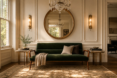 Giuseppe Scapinelli Sculptural Sofa in Solid Cavi na Deep Evergreen Italian Mohair Velvet - 4692708
