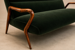 Giuseppe Scapinelli Sculptural Sofa in Solid Cavi na Deep Evergreen Italian Mohair Velvet - 4692709