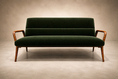 Giuseppe Scapinelli Sculptural Sofa in Solid Cavi na Deep Evergreen Italian Mohair Velvet - 4692710