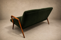Giuseppe Scapinelli Sculptural Sofa in Solid Cavi na Deep Evergreen Italian Mohair Velvet - 4692715