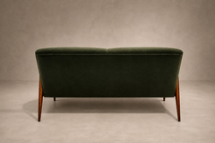 Giuseppe Scapinelli Sculptural Sofa in Solid Cavi na Deep Evergreen Italian Mohair Velvet - 4692717