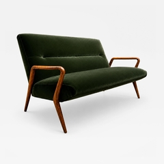 Giuseppe Scapinelli Sculptural Sofa in Solid Cavi na Deep Evergreen Italian Mohair Velvet - 4700956