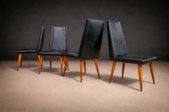 Giuseppe Scapinelli Set of 4 Chairs in Caviuna wood Black Leather Giuseppe Scapinelli 1950s - 4546618