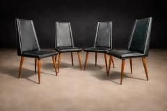 Giuseppe Scapinelli Set of 4 Chairs in Caviuna wood Black Leather Giuseppe Scapinelli 1950s - 4546619