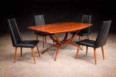 Giuseppe Scapinelli Set of 4 Chairs in Caviuna wood Black Leather Giuseppe Scapinelli 1950s - 4546623