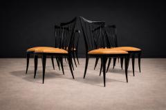 Giuseppe Scapinelli Set of 8 Dining Chairs in Hardwood Leather Giuseppe Scapinelli 1950s - 4550815