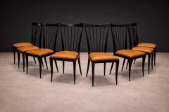 Giuseppe Scapinelli Set of 8 Dining Chairs in Hardwood Leather Giuseppe Scapinelli 1950s - 4550818