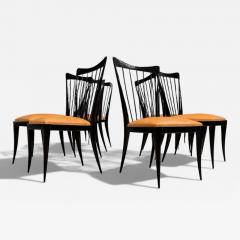 Giuseppe Scapinelli Set of 8 Dining Chairs in Hardwood Leather Giuseppe Scapinelli 1950s - 4559871