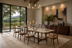 Giuseppe Scapinelli Set of Eight Dining Chairs in Cavi na Ivory Mohair Giuseppe Scapinelli 1950s - 4739828