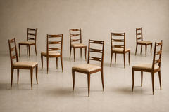 Giuseppe Scapinelli Set of Eight Dining Chairs in Cavi na Ivory Mohair Giuseppe Scapinelli 1950s - 4739830