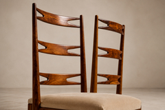 Giuseppe Scapinelli Set of Eight Dining Chairs in Cavi na Ivory Mohair Giuseppe Scapinelli 1950s - 4739831
