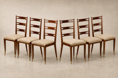 Giuseppe Scapinelli Set of Eight Dining Chairs in Cavi na Ivory Mohair Giuseppe Scapinelli 1950s - 4739835