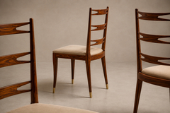 Giuseppe Scapinelli Set of Eight Dining Chairs in Cavi na Ivory Mohair Giuseppe Scapinelli 1950s - 4739836