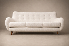 Giuseppe Scapinelli Sofa in Cavi na Wood and Off White Boucl by Giuseppe Scapinelli - 4692862