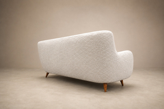 Giuseppe Scapinelli Sofa in Cavi na Wood and Off White Boucl by Giuseppe Scapinelli - 4692865