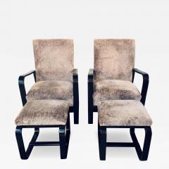 Giuseppi Pagano Art Deco Bentwood Armchairs Ottomans Italy 1940s - 4412172