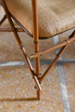Giusto Puri Purini rattan armchair with brass details and rattan fabric cushions - 3575227