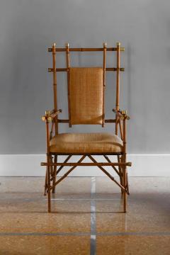 Giusto Puri Purini rattan armchair with brass details and rattan fabric cushions - 3575228