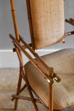 Giusto Puri Purini rattan armchair with brass details and rattan fabric cushions - 3575229