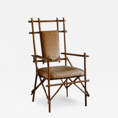 Giusto Puri Purini rattan armchair with brass details and rattan fabric cushions - 3601303