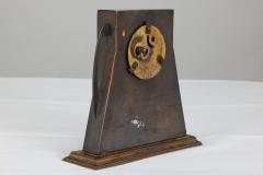 Glasgow School Patinated Brass Clock with Mother Of Pearl Inlaid Square Details - 4189529