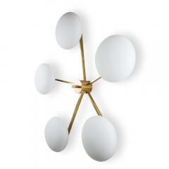 Glass And Brass Flash Mount Star Ceiling Light - 1661551