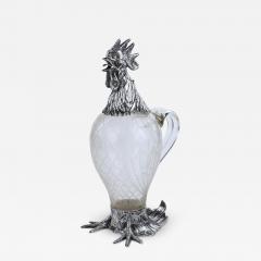Glass And Silver Rooster Form Jug Hanau J D Schleissner Sohne  - 4818092
