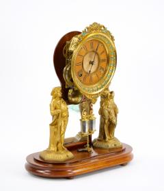 Glass Dome Bronze Porcelain Face Ansonian Crystal Palace Mantel Clock - 3282862